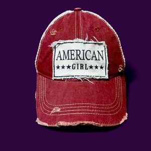 American Girl Burgundy Distressed Hat